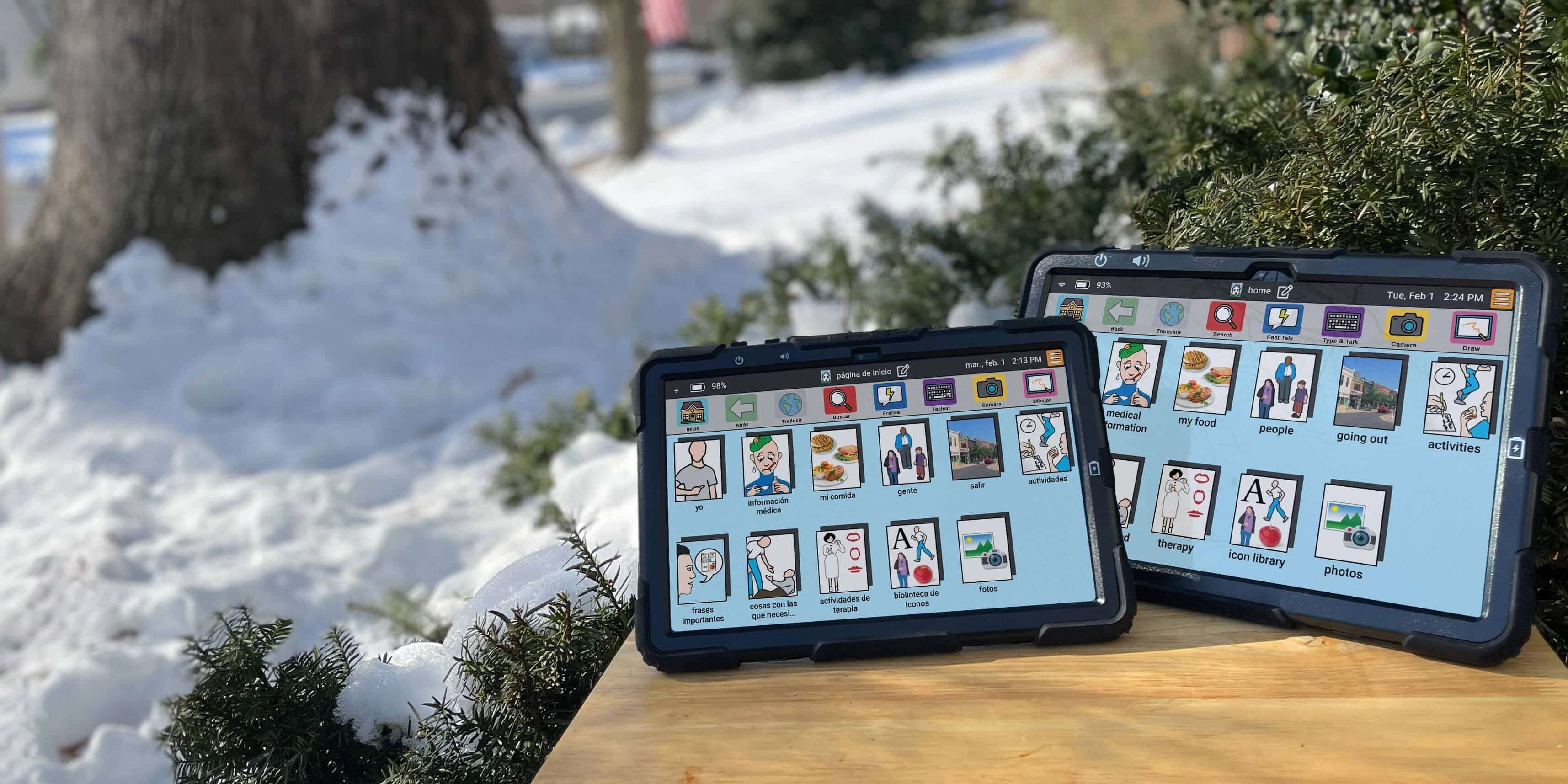 touchtalk-snow-1024×683 aac devices on table outside near snow