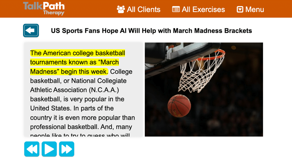Example of highlighting text in TalkPath News