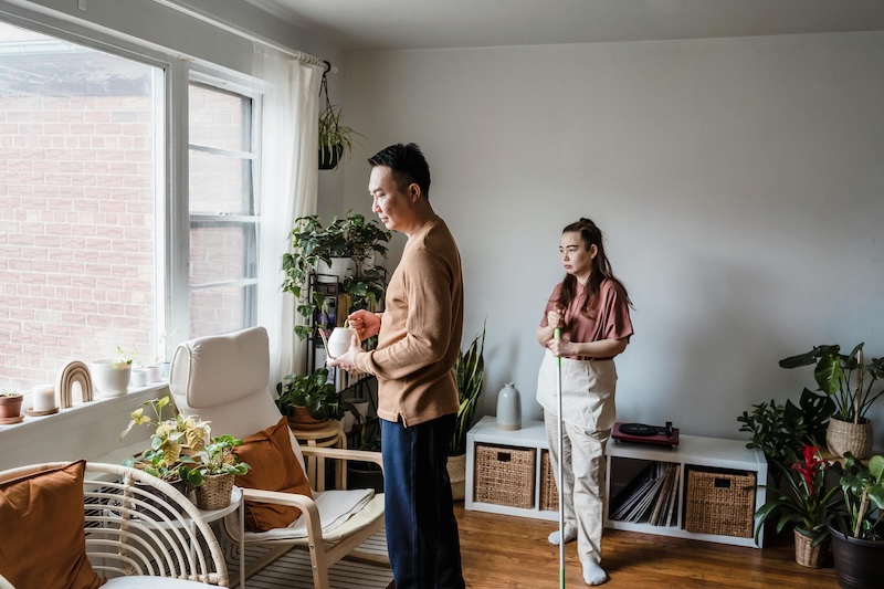 middle age man and woman in their home